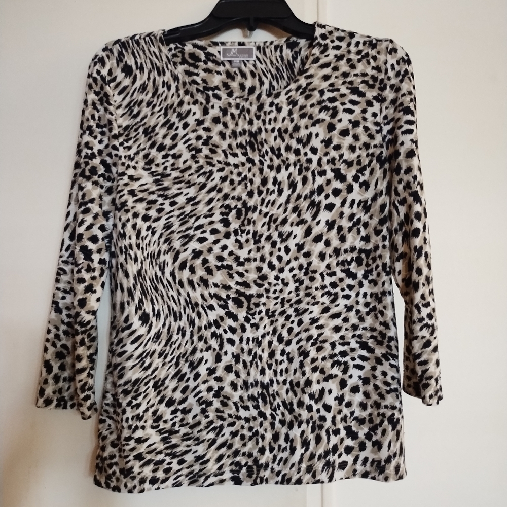 JM Collection Petite Women's Leopard Print Shirt Size PM
